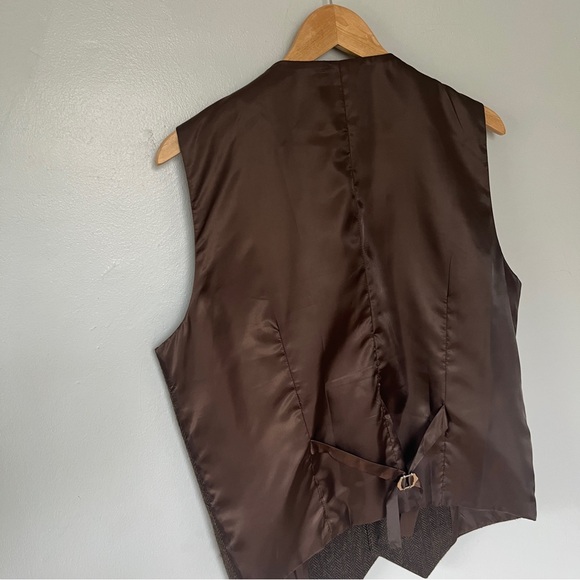 Paul Jones Brown Tweed Herringbone Vest - Size Medium - Picture 5 of 8